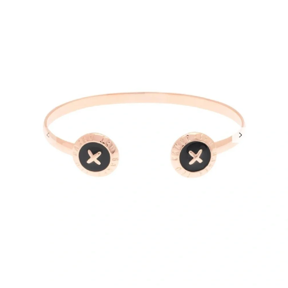 Ted Baker Eida ROSE GOLD Finish BLACK Enamel Cuff